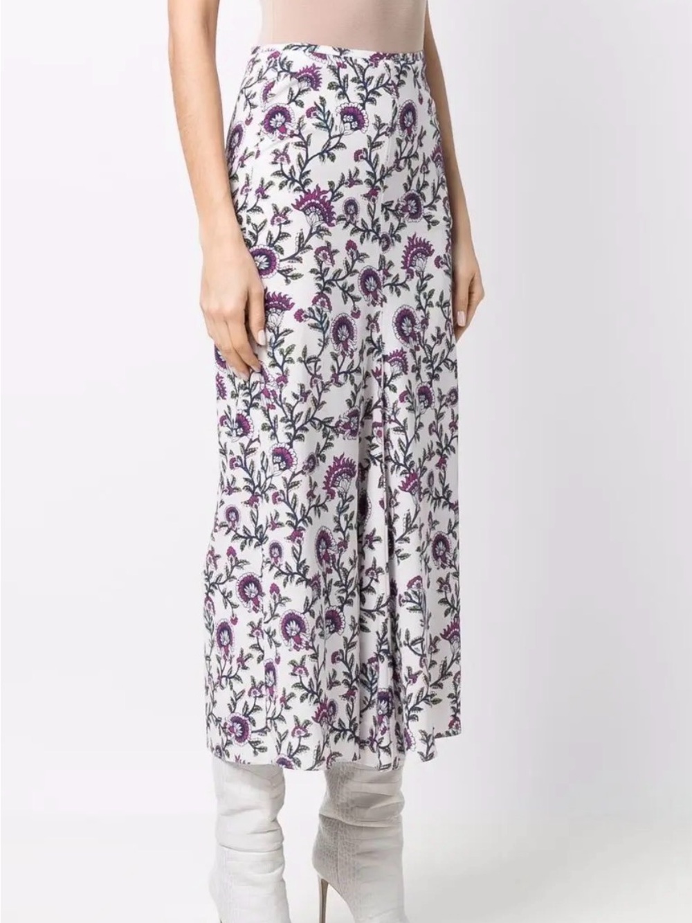 Isabel Marant Cream Maxi Skirt with Pink and Black Floral Print - Picture 4 of 4